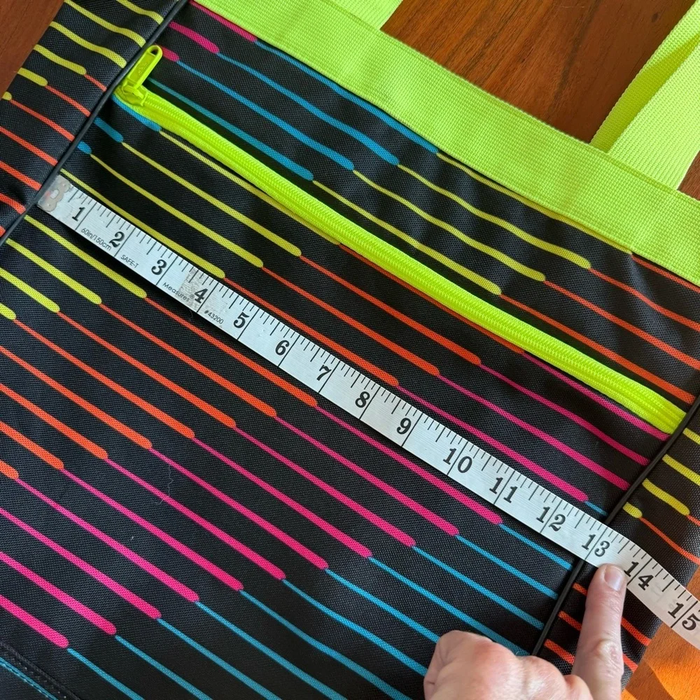Adidas Multicolor Tote with Neon Green Handles